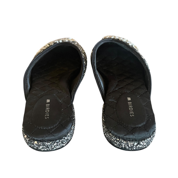 BIRDIES The Swan Women's Size 7 Jeweled Gunmetal Elegant Glittery Slip-On Mules - Picture 7 of 10